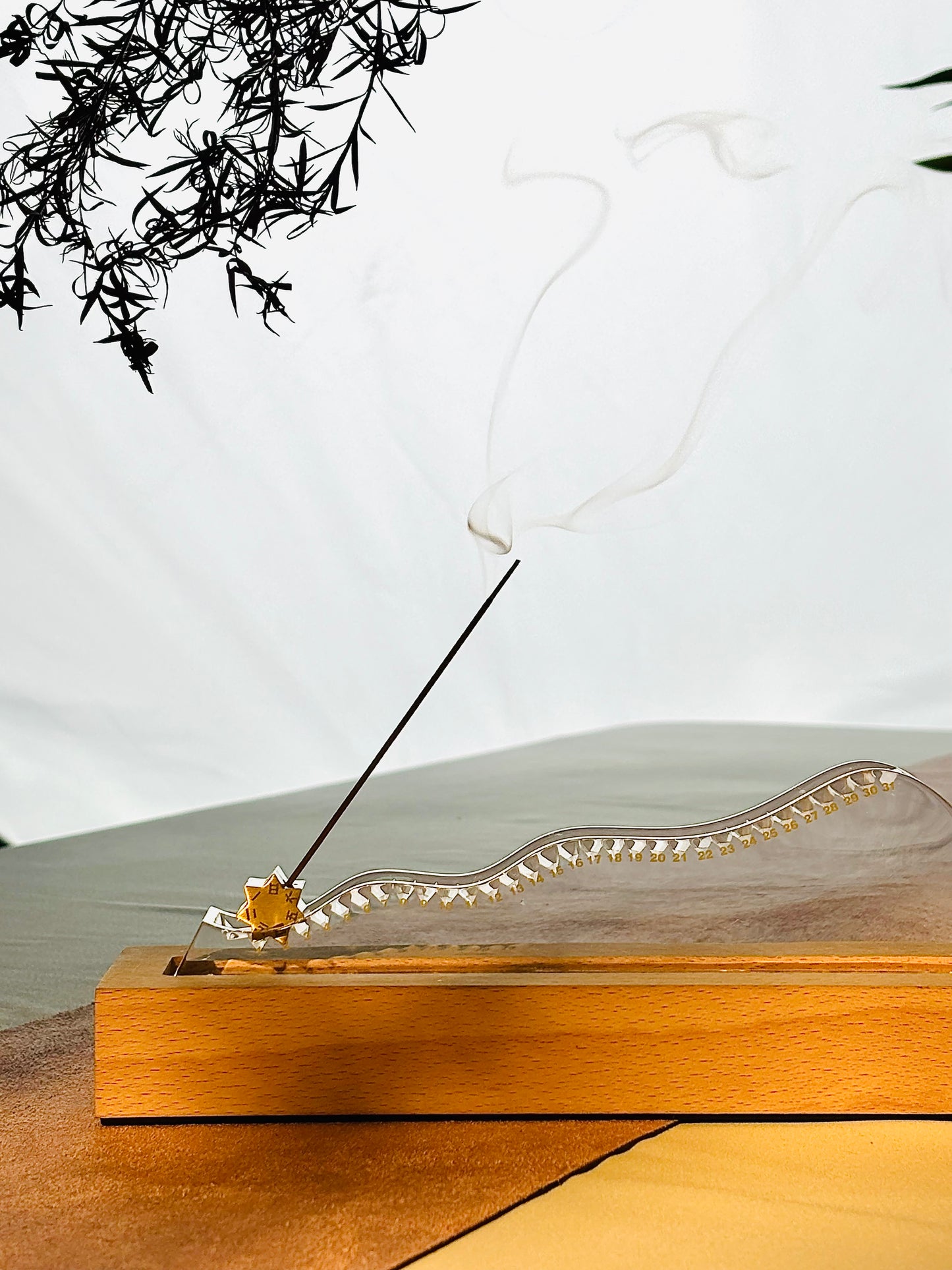 The Distant Mountains – Brass & Acrylic Calendar Incense Holder